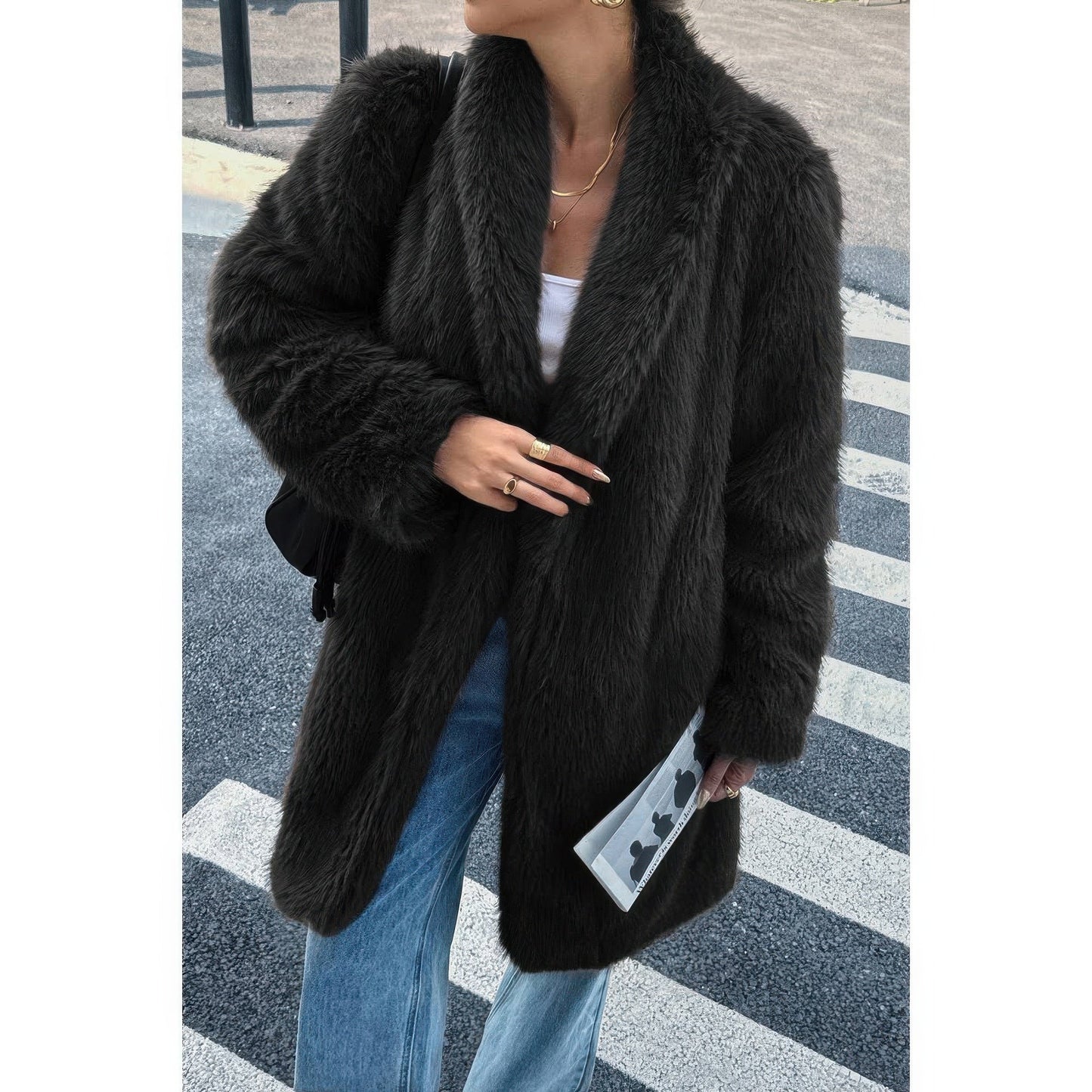 Cozy Shaggy Faux Fur Long Coat - KAM Family Botanics
