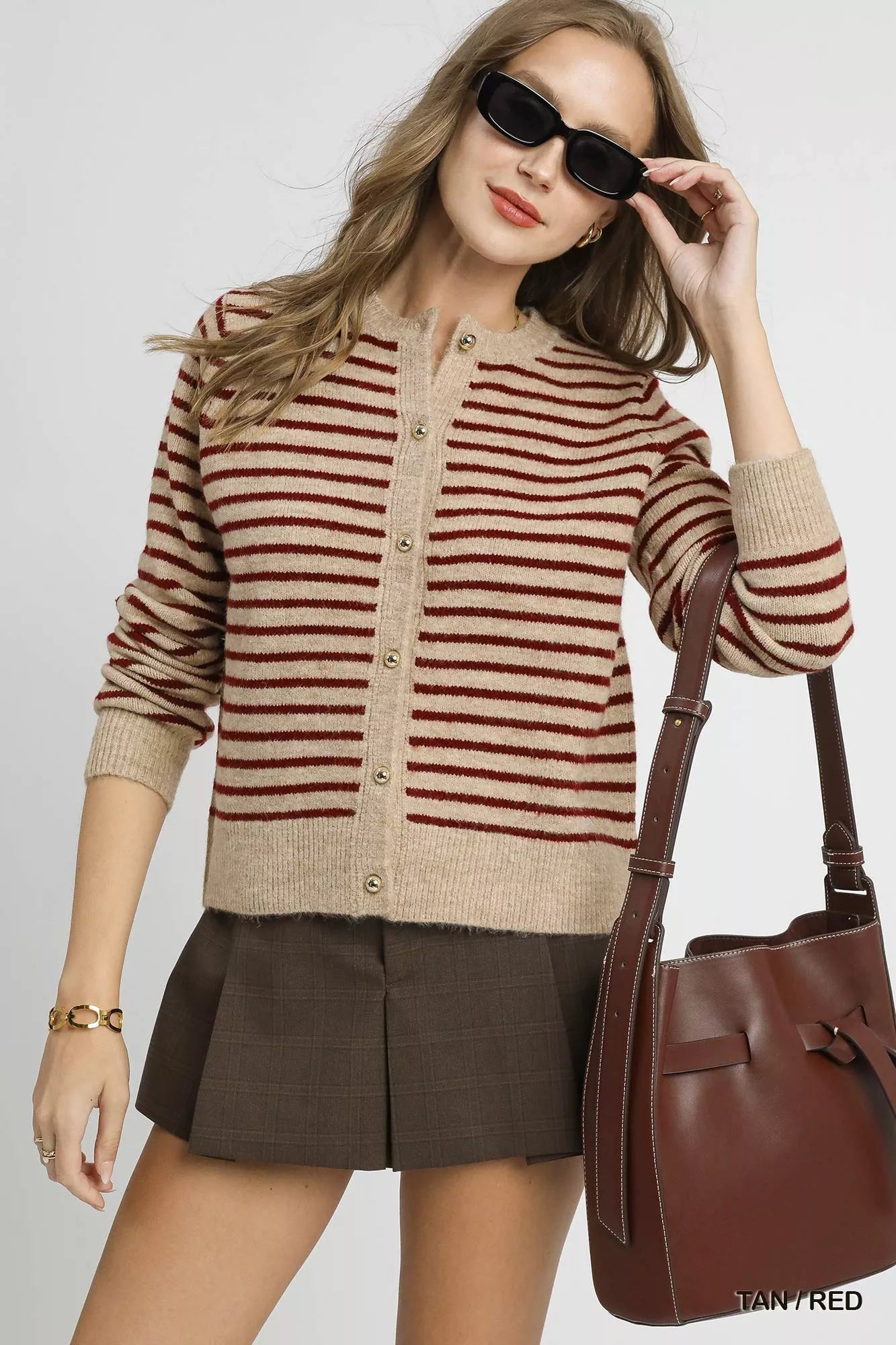 Earth Tones Striped Button - Up Knit Cardigan - KAM Family Botanics