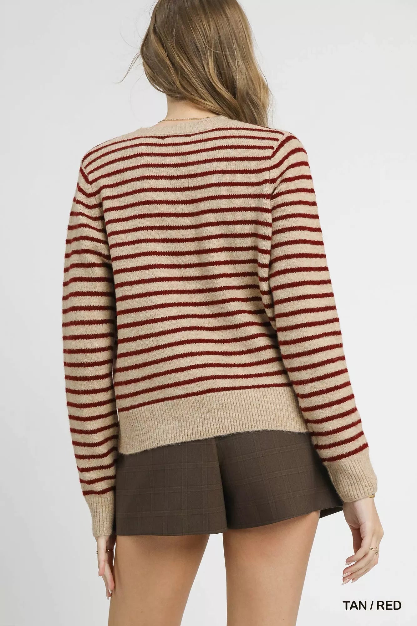 Earth Tones Striped Button - Up Knit Cardigan - KAM Family Botanics