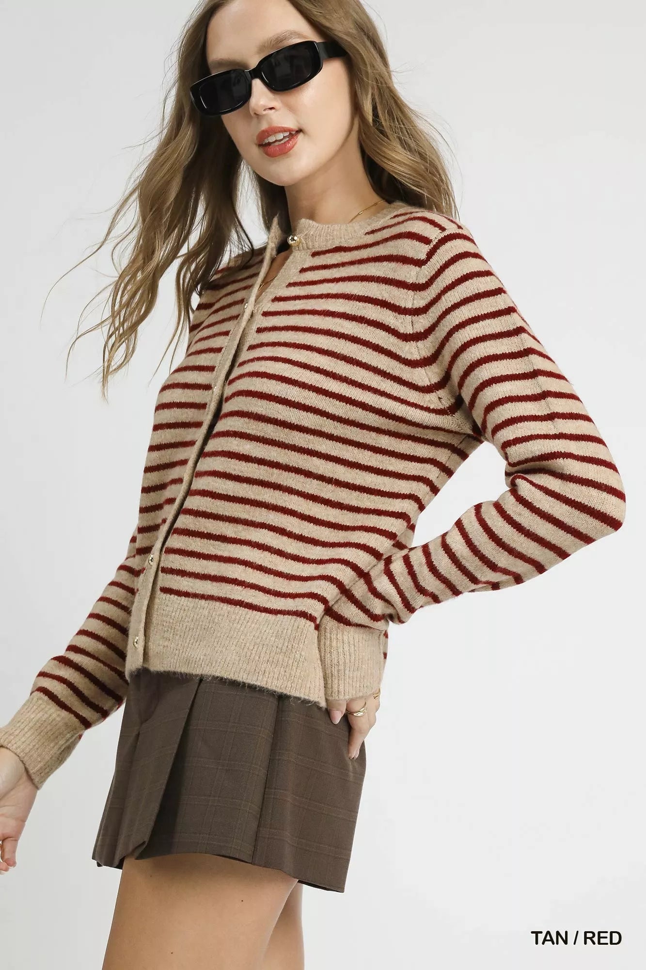 Earth Tones Striped Button - Up Knit Cardigan - KAM Family Botanics