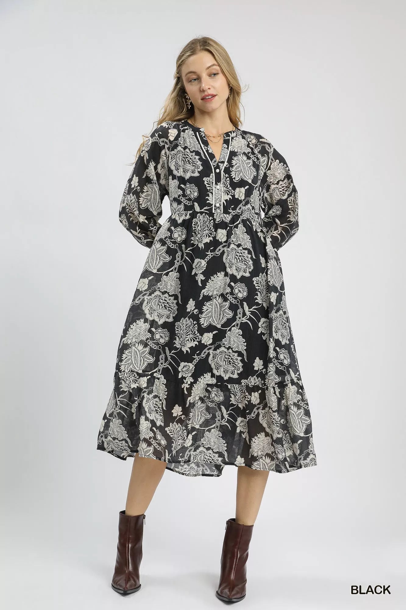Fall Transitions Floral Boho Midi Dress - KAM Family Botanics