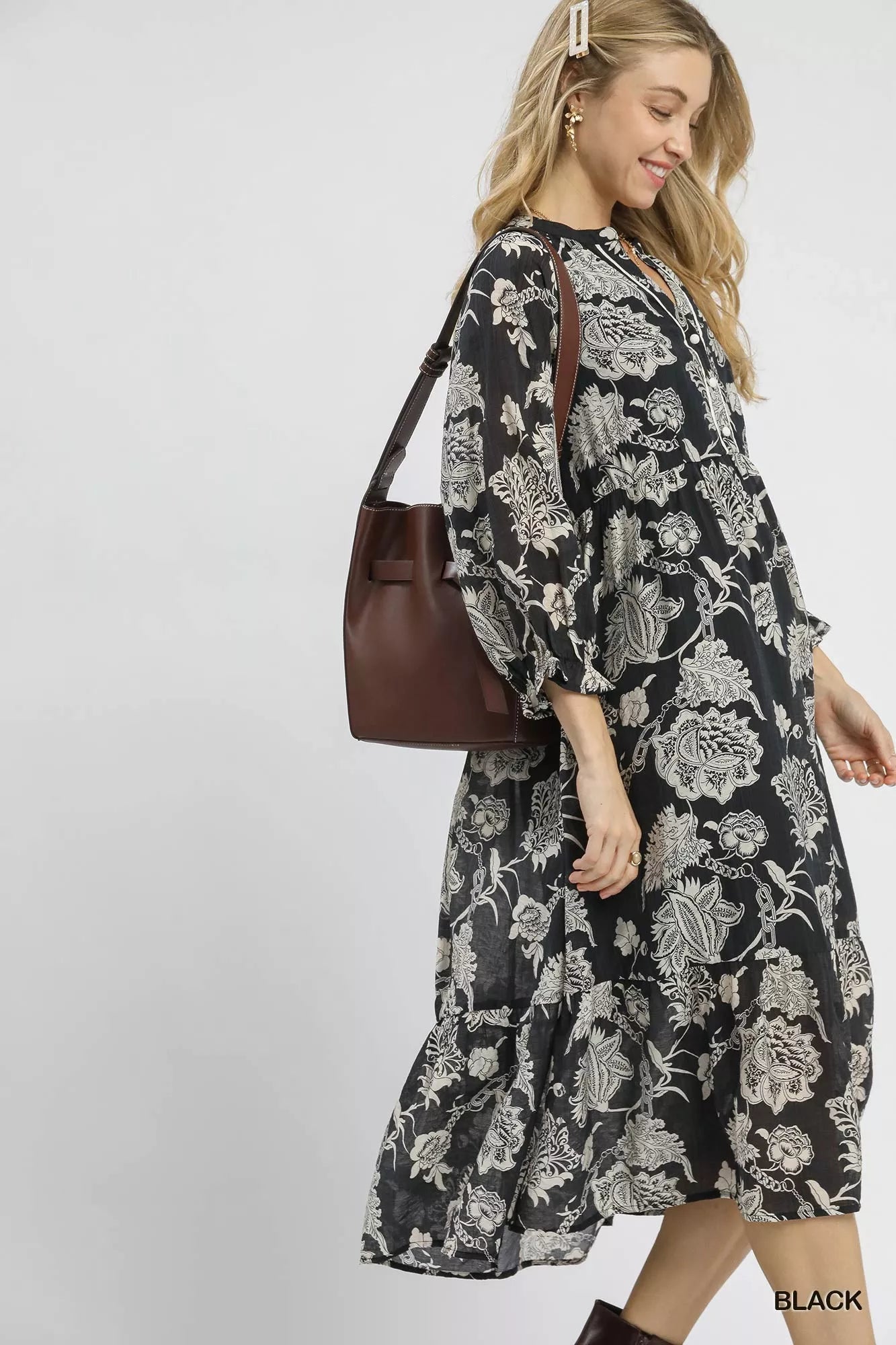 Fall Transitions Floral Boho Midi Dress - KAM Family Botanics