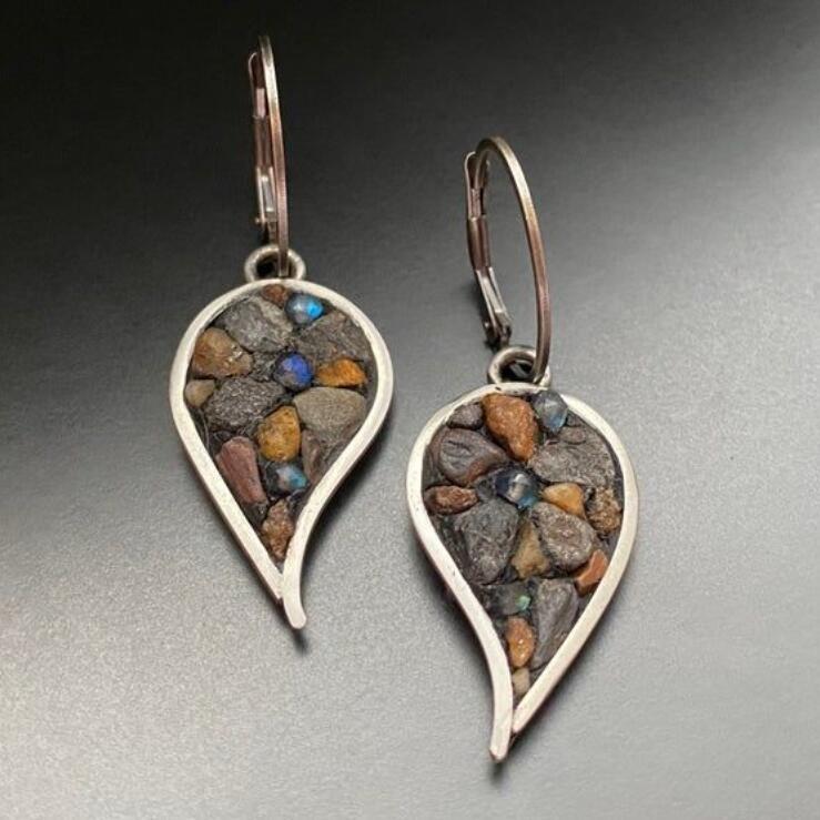 Fallen Leaf Natural Stone Dangle Earrings - KAM Family Botanics By Kesha