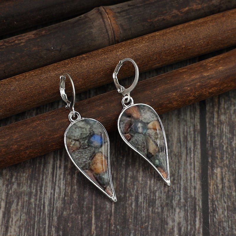 Fallen Leaf Natural Stone Dangle Earrings - KAM Family Botanics By Kesha