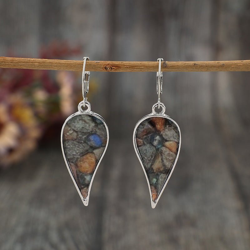 Fallen Leaf Natural Stone Dangle Earrings - KAM Family Botanics By Kesha