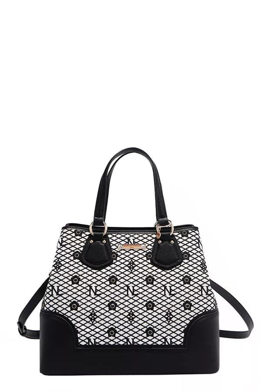 Fashionista Monogram Pattern Handbag - KAM Family Botanics By Kesha