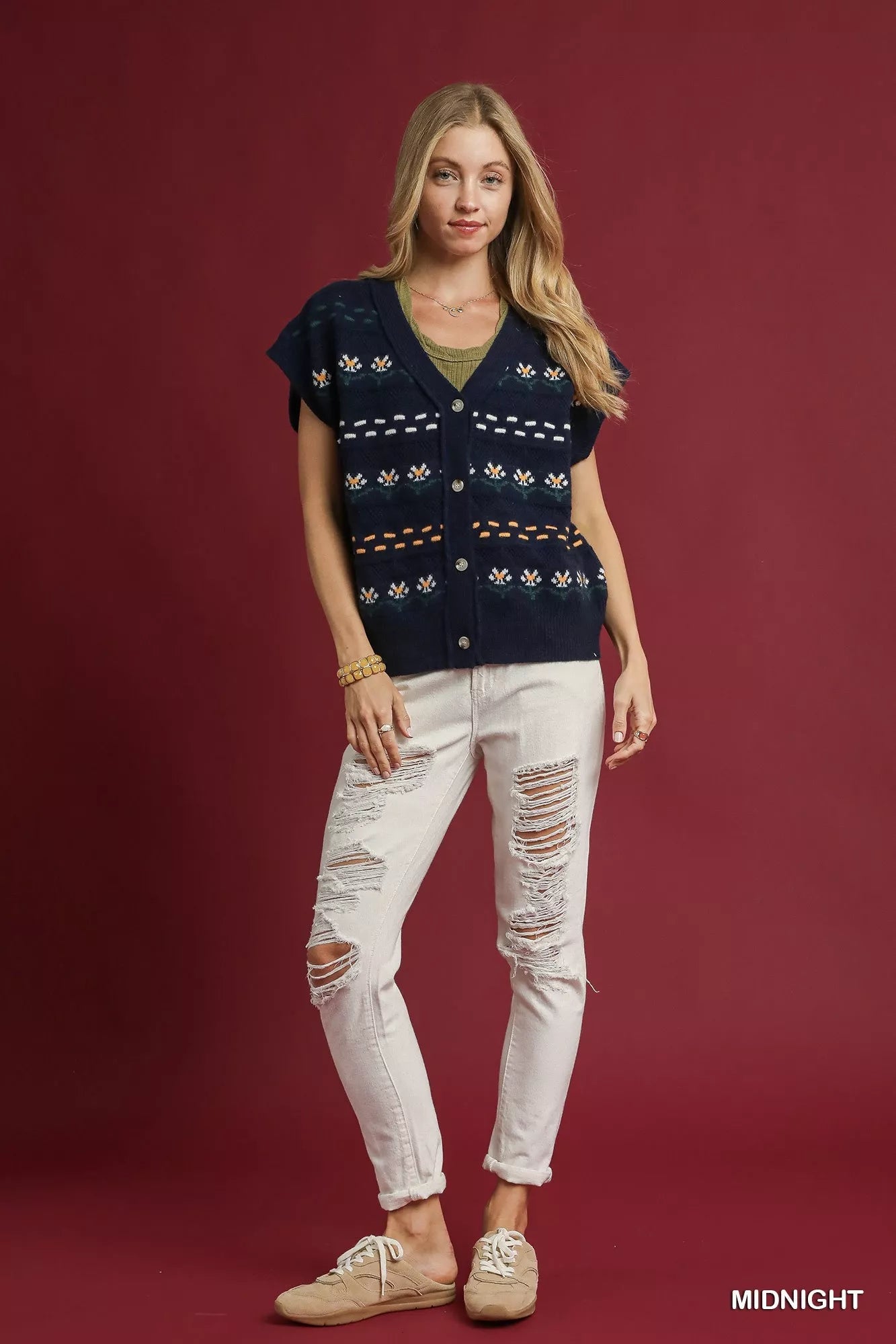 Flower Power Button Down Vest - KAM Family Botanics