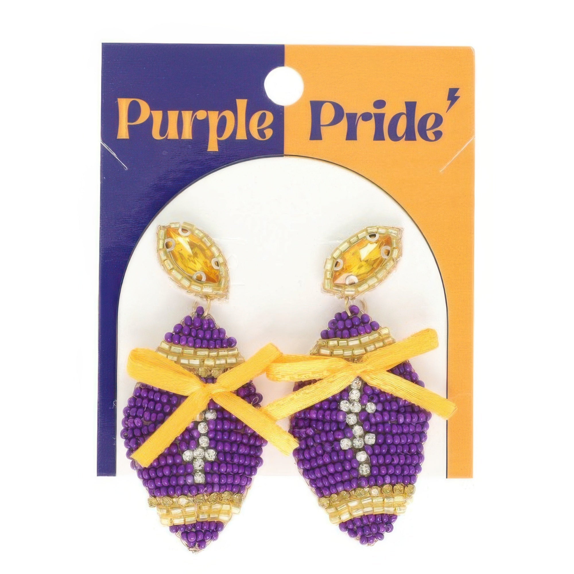 Gameday Football With Bow Post Earrings - KAM Family Botanics