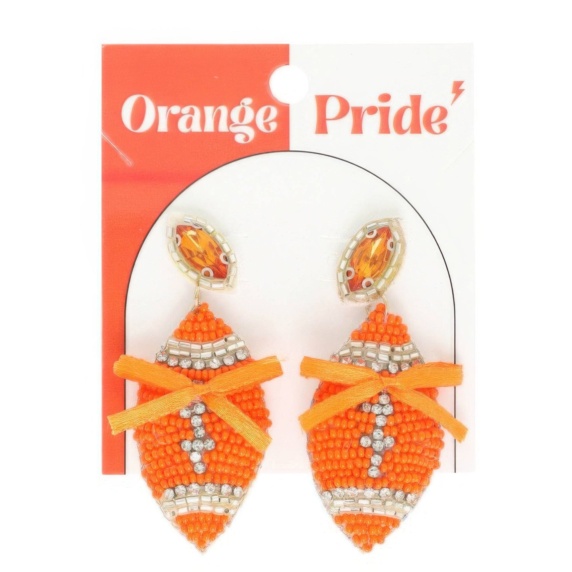 Gameday Football With Bow Post Earrings - KAM Family Botanics