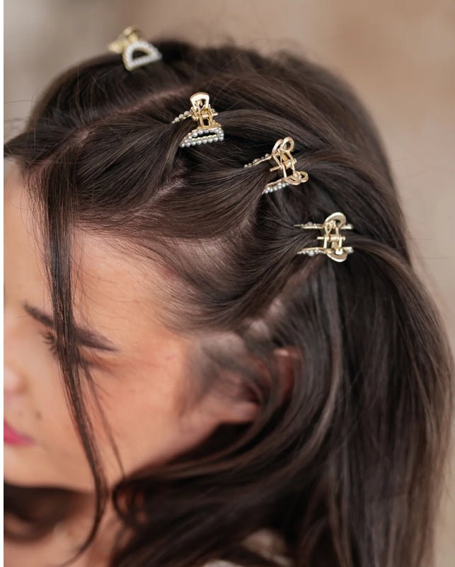 Gold & Pearl Mini Hair Clip Set - KAM Family Botanics By Kesha