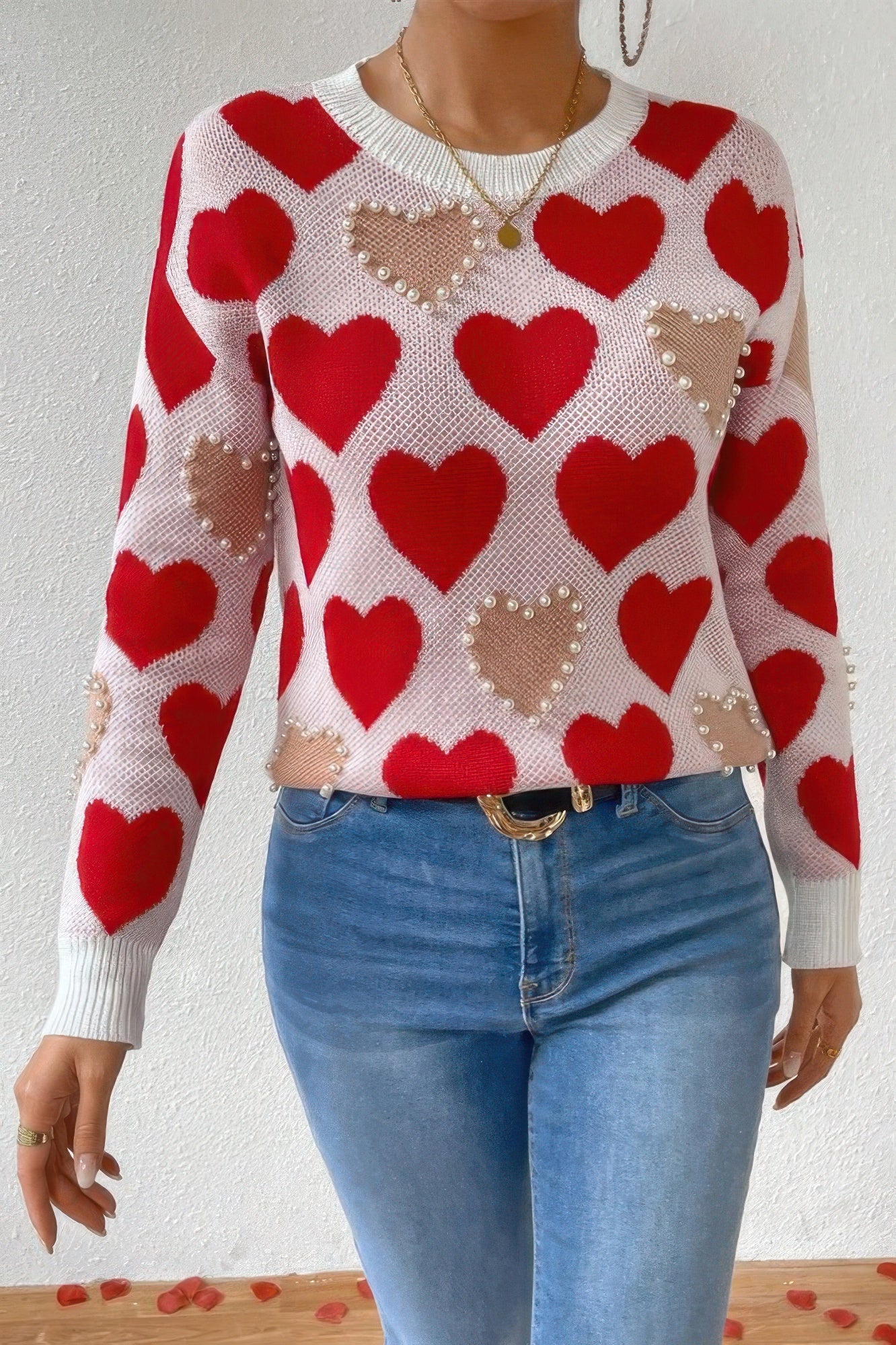 Hearts & Pearls Knit Sweater - KAM Family Botanics