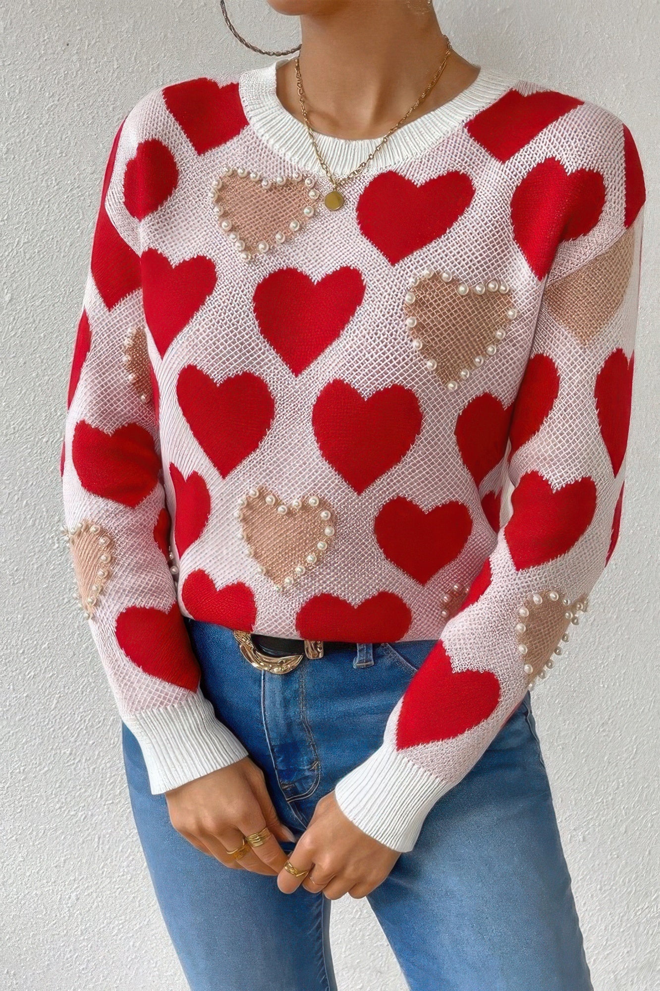 Hearts & Pearls Knit Sweater - KAM Family Botanics