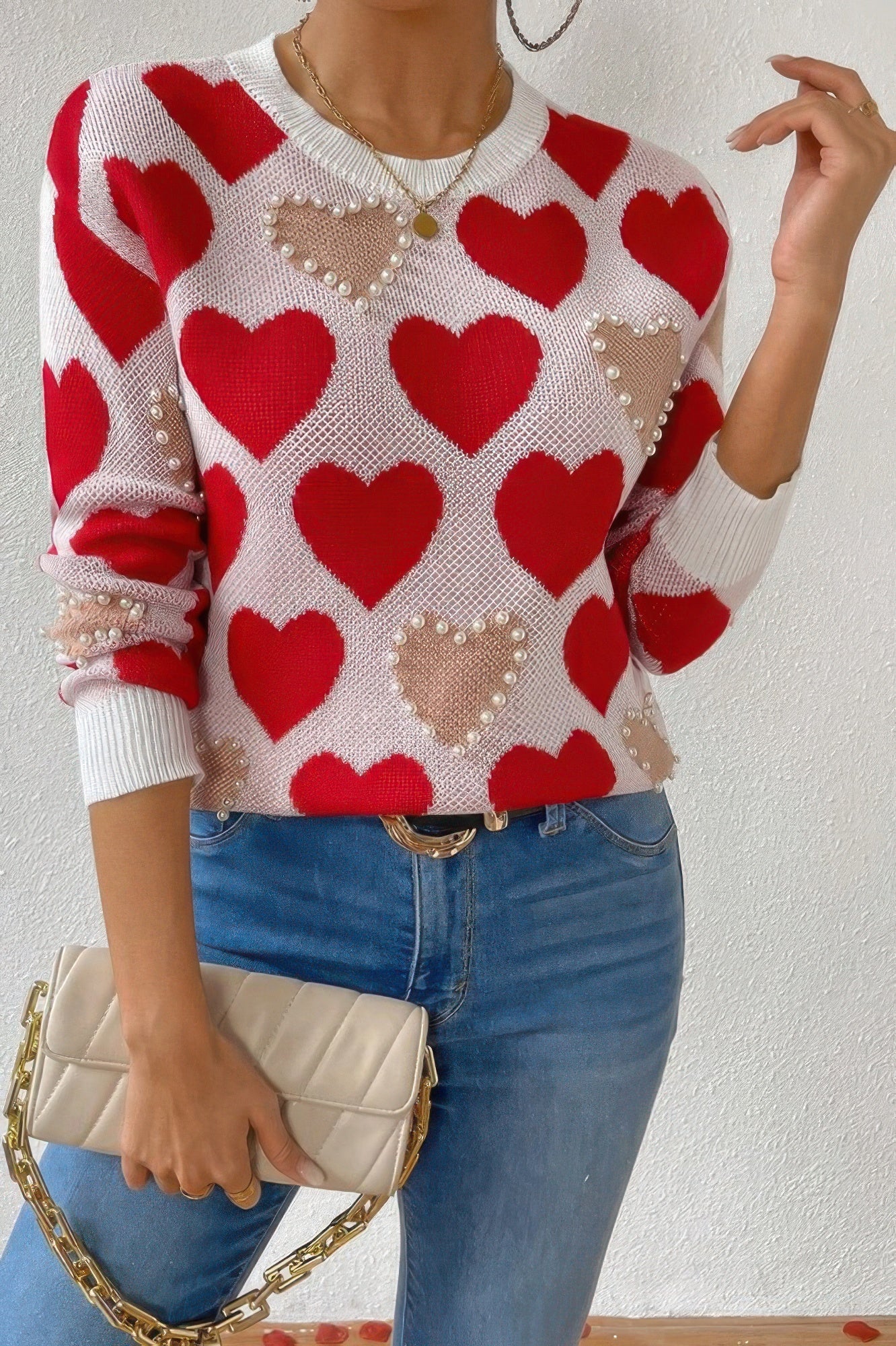 Hearts & Pearls Knit Sweater - KAM Family Botanics