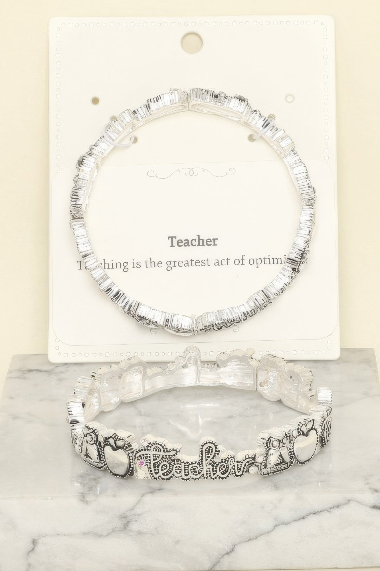 Inspirational Teacher Message Stretch Bracelet - KAM Family Botanics