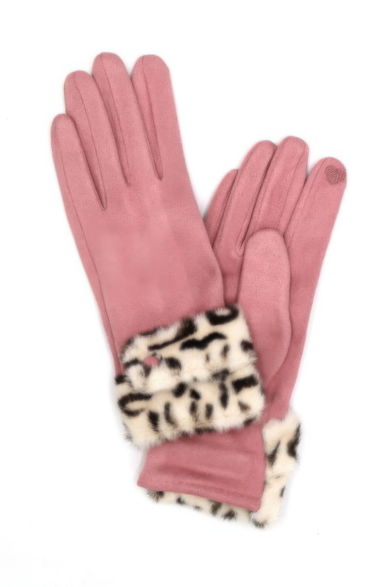Leopard Faux Fur Cuff Smart Touch Gloves - KAM Family Botanics