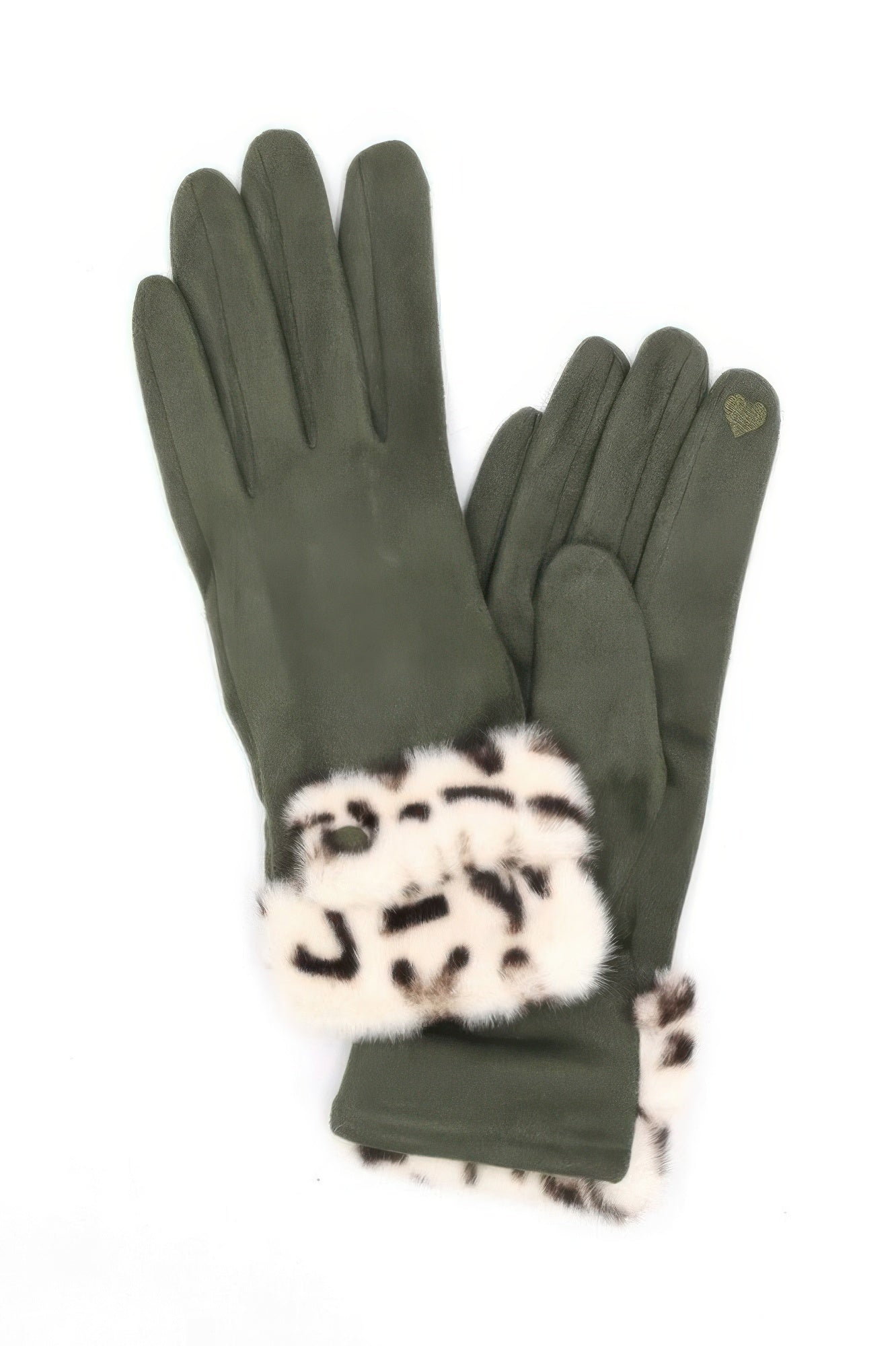 Leopard Faux Fur Cuff Smart Touch Gloves - KAM Family Botanics