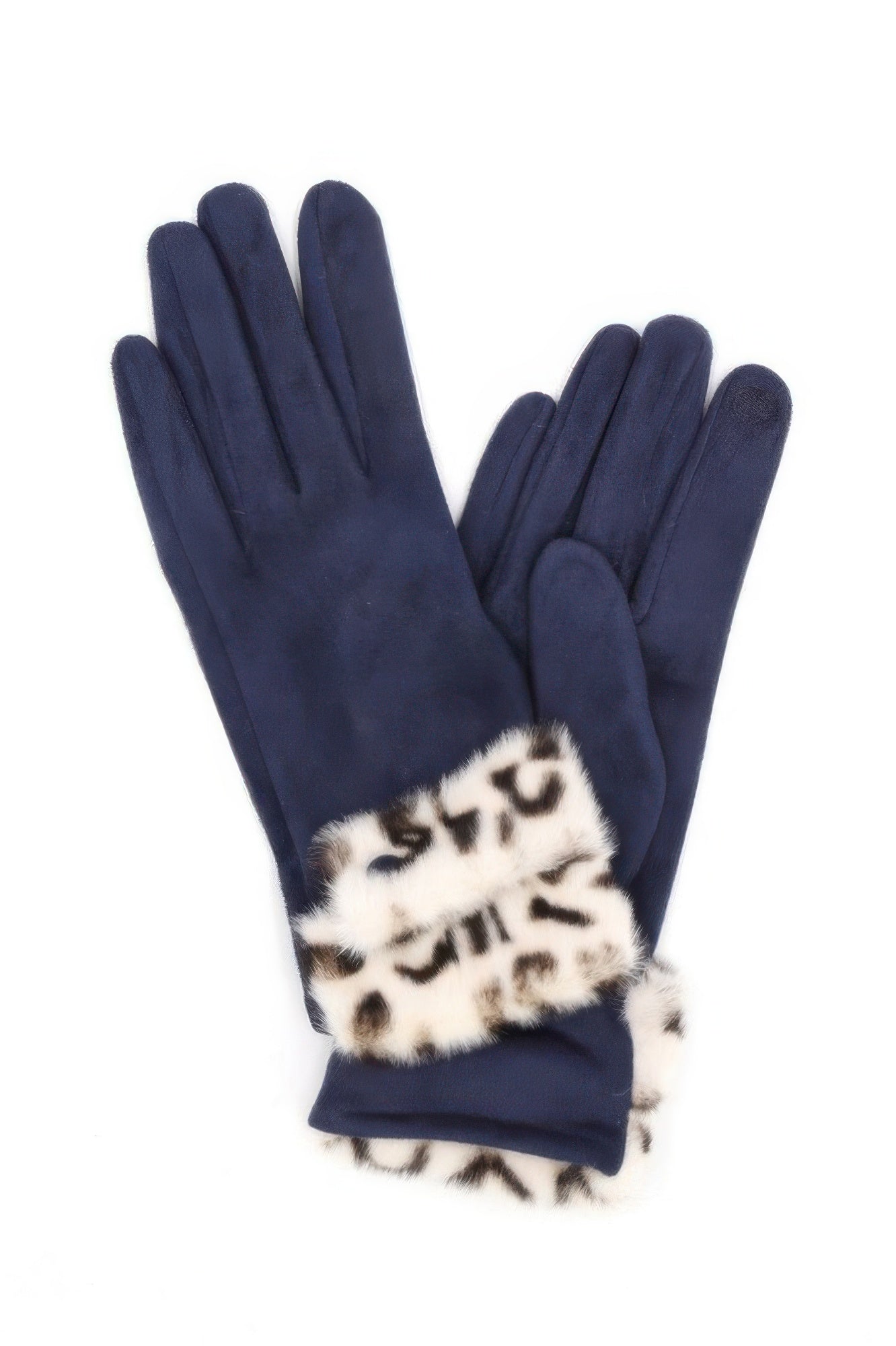 Leopard Faux Fur Cuff Smart Touch Gloves - KAM Family Botanics