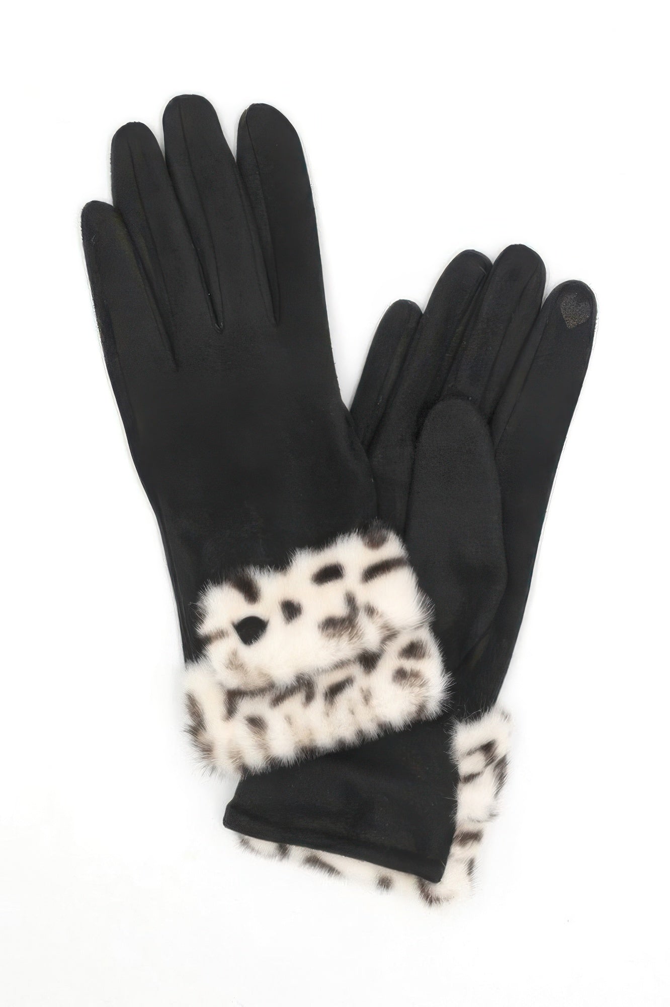Leopard Faux Fur Cuff Smart Touch Gloves - KAM Family Botanics