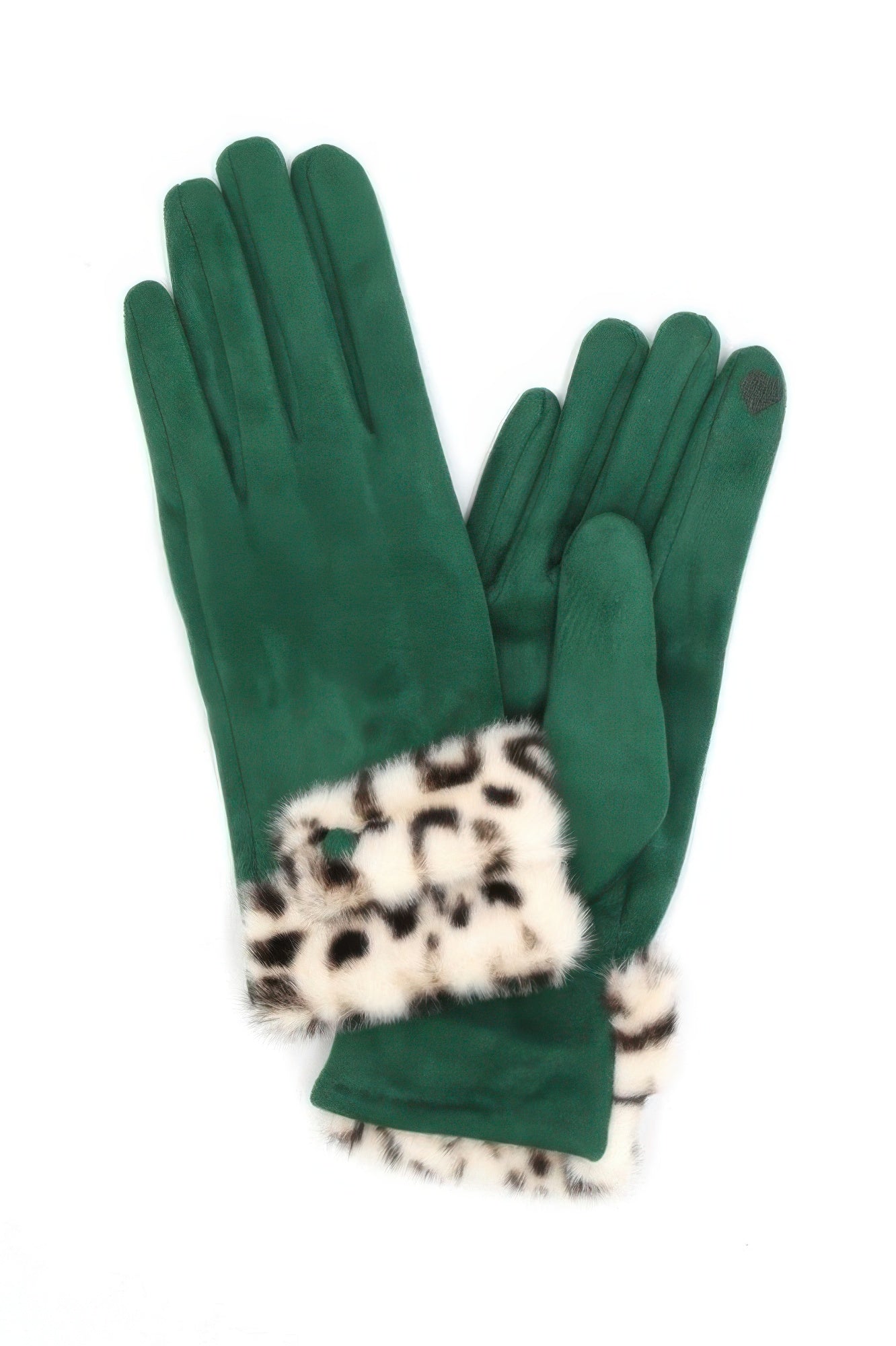 Leopard Faux Fur Cuff Smart Touch Gloves - KAM Family Botanics