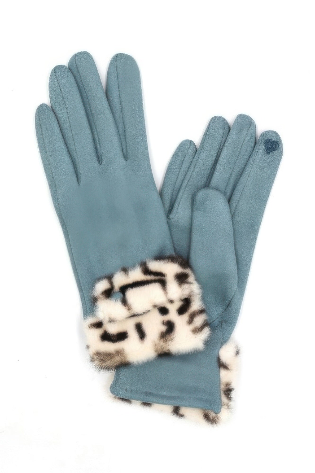 Leopard Faux Fur Cuff Smart Touch Gloves - KAM Family Botanics