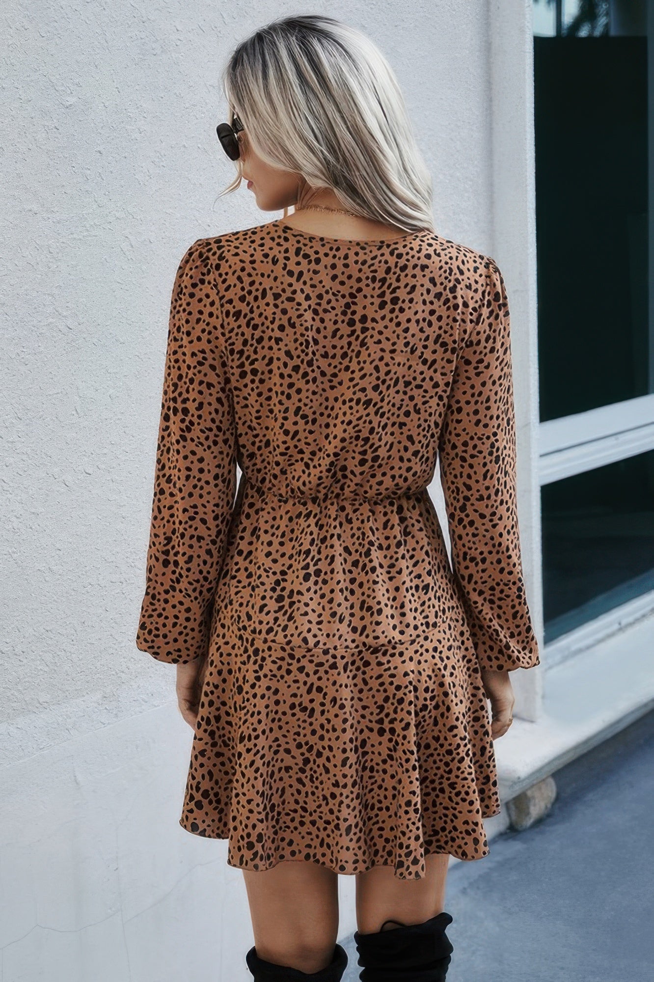 Leopard Tie - Waist Dress featuring Ruffle Hem - KAM Family Botanics