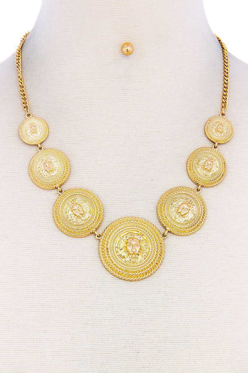 Lion Head Circle Linked Necklace - KAM Family Botanics