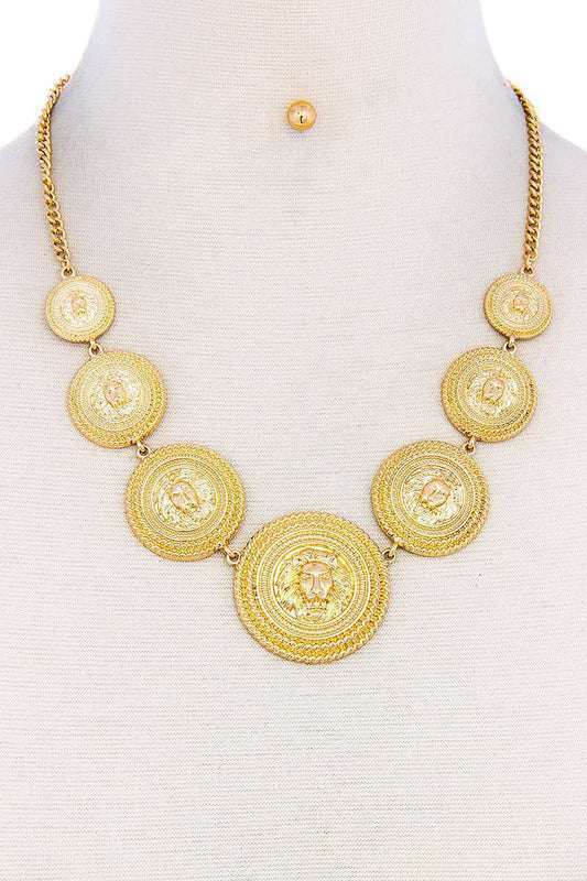 Lion Head Circle Linked Necklace - KAM Family Botanics