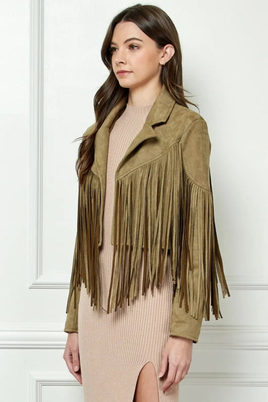 Love Fringe Long Sleeve Moto Jacket - KAM Family Botanics