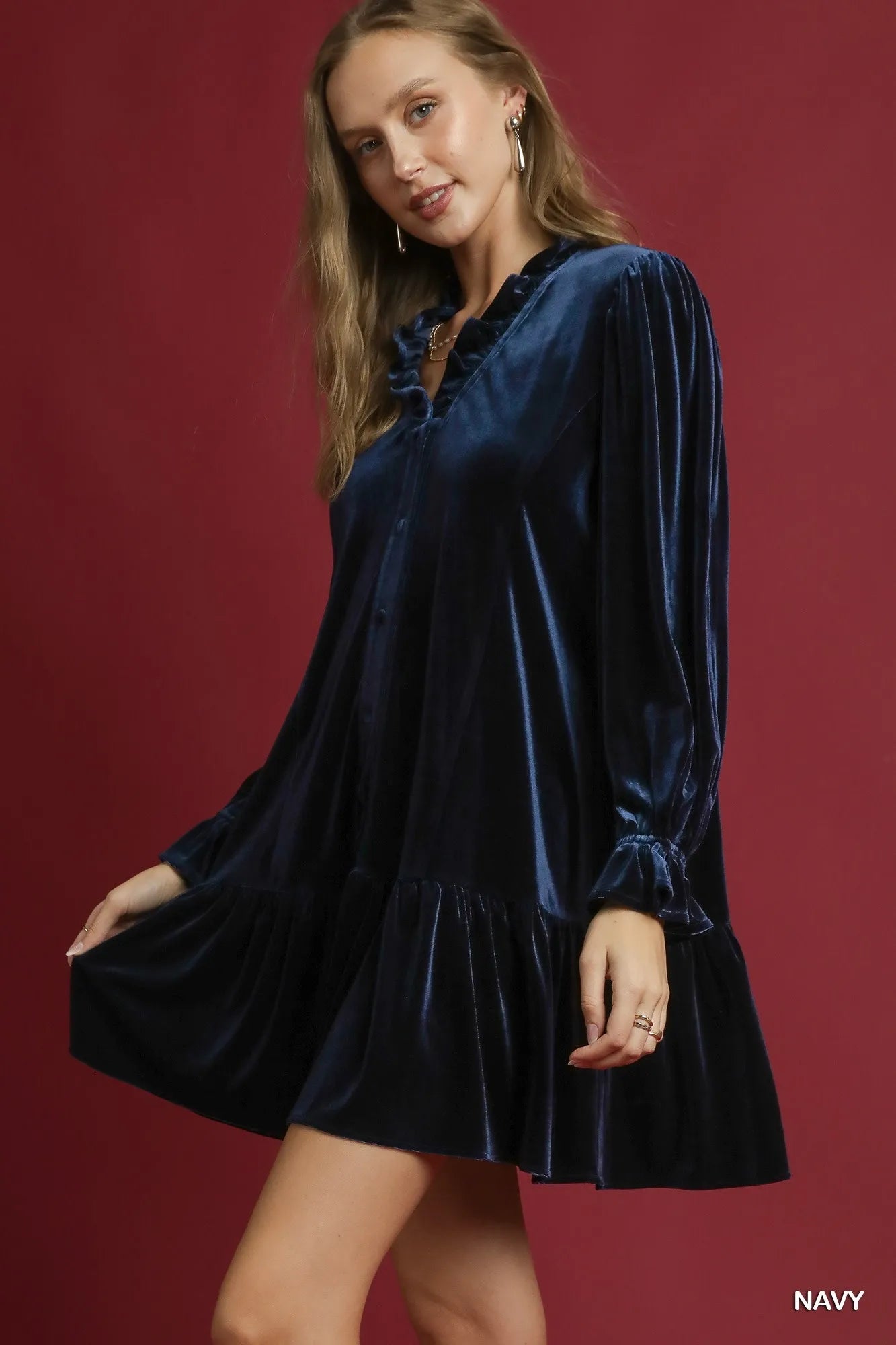 Love Velvet Ruffle Trim Mini Dress - KAM Family Botanics