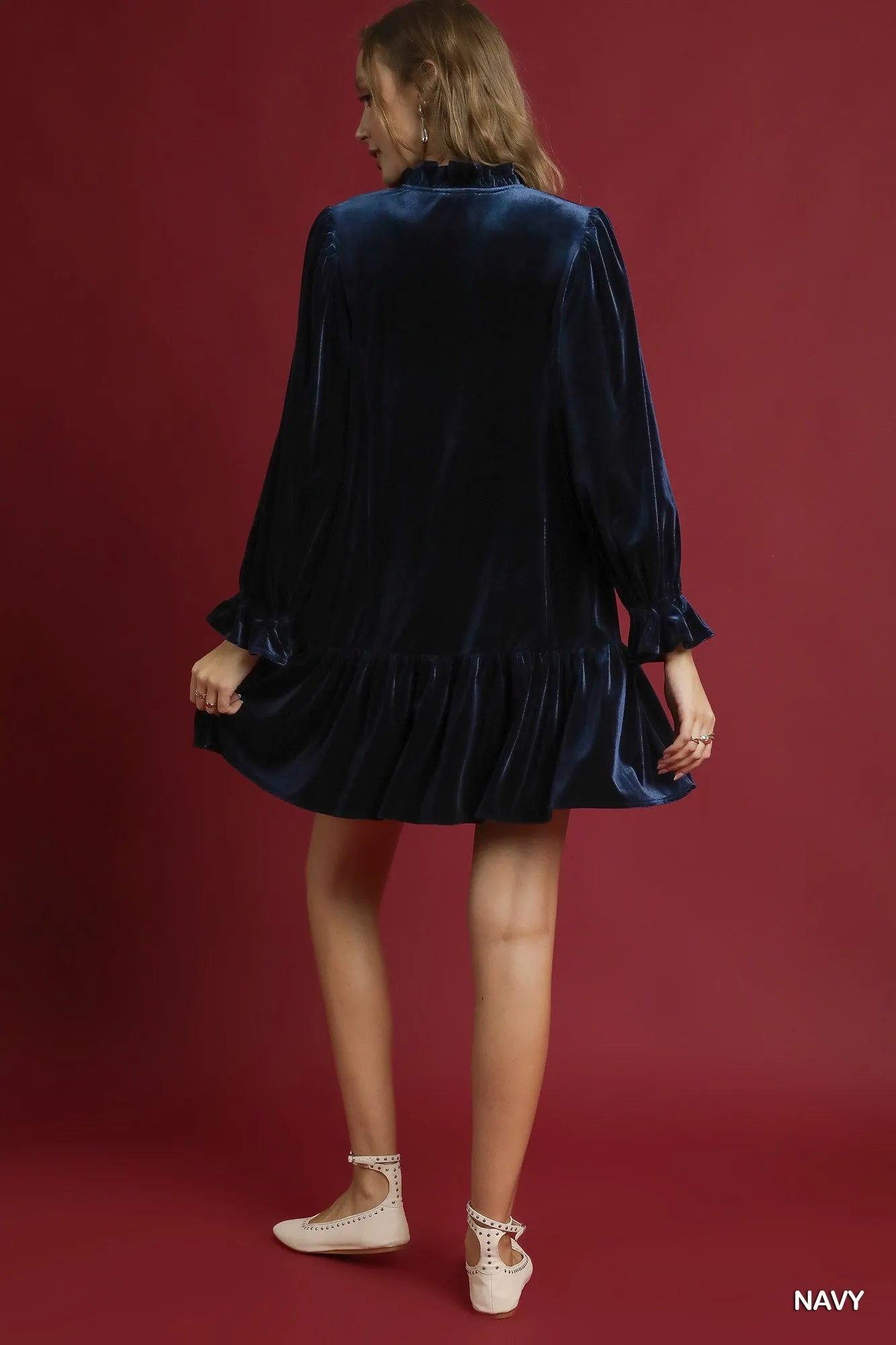 Love Velvet Ruffle Trim Mini Dress - KAM Family Botanics