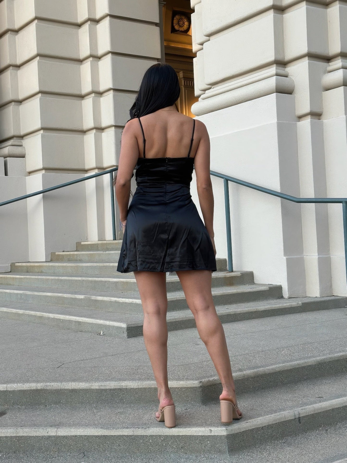 Midnight Satin Wrap Mini Dress - KAM Family Botanics