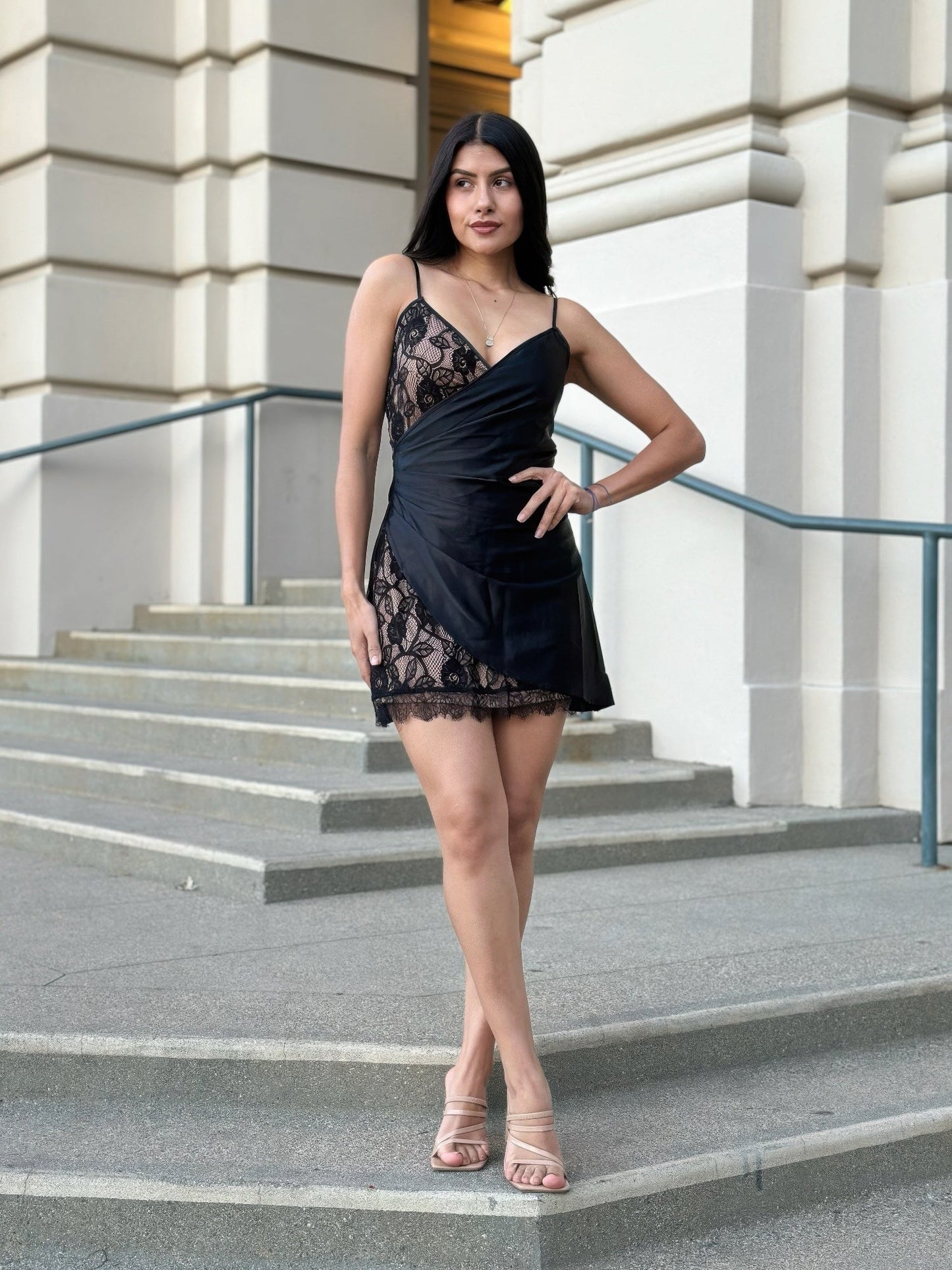 Midnight Satin Wrap Mini Dress - KAM Family Botanics