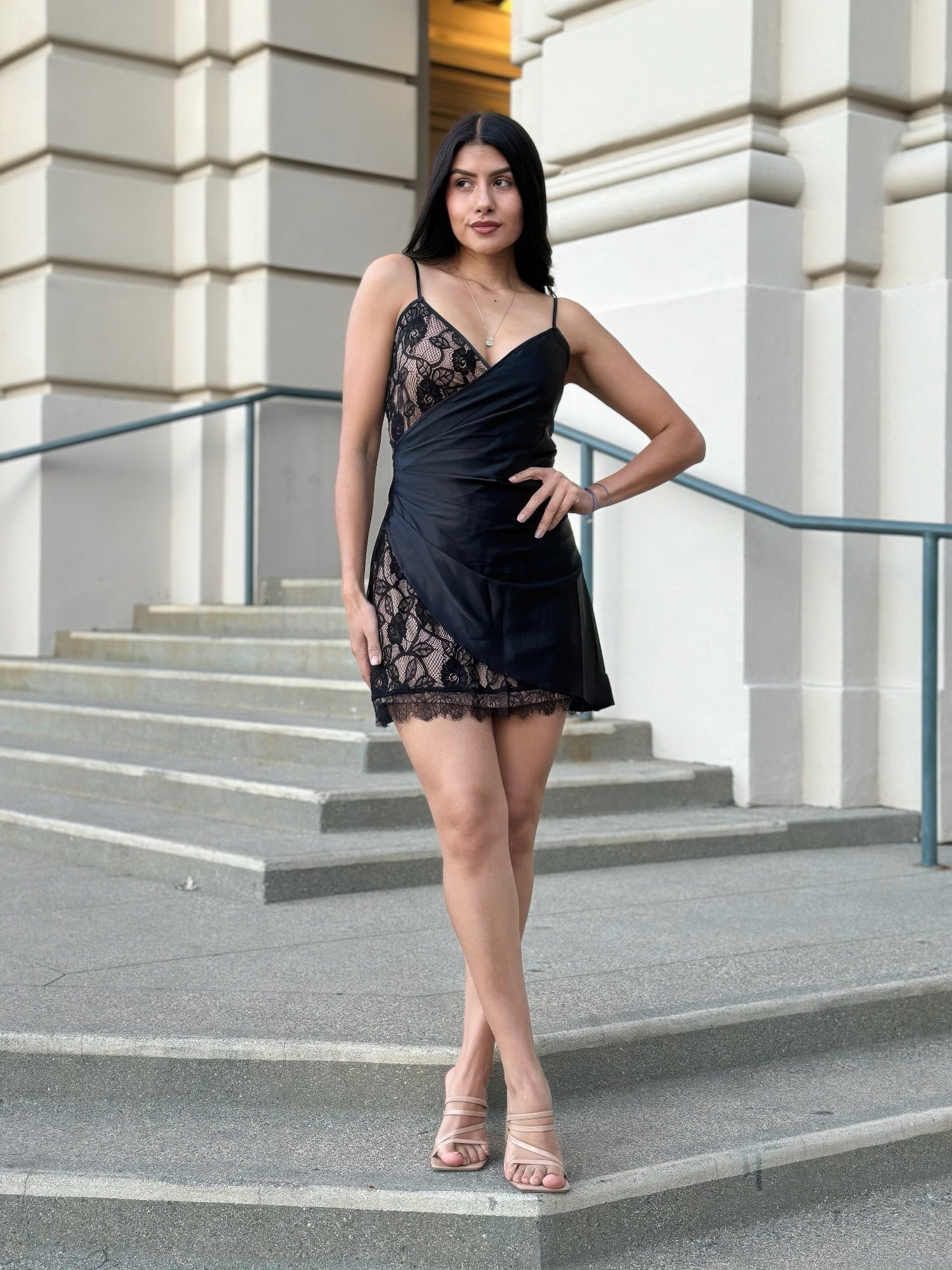 Midnight Satin Wrap Mini Dress - KAM Family Botanics