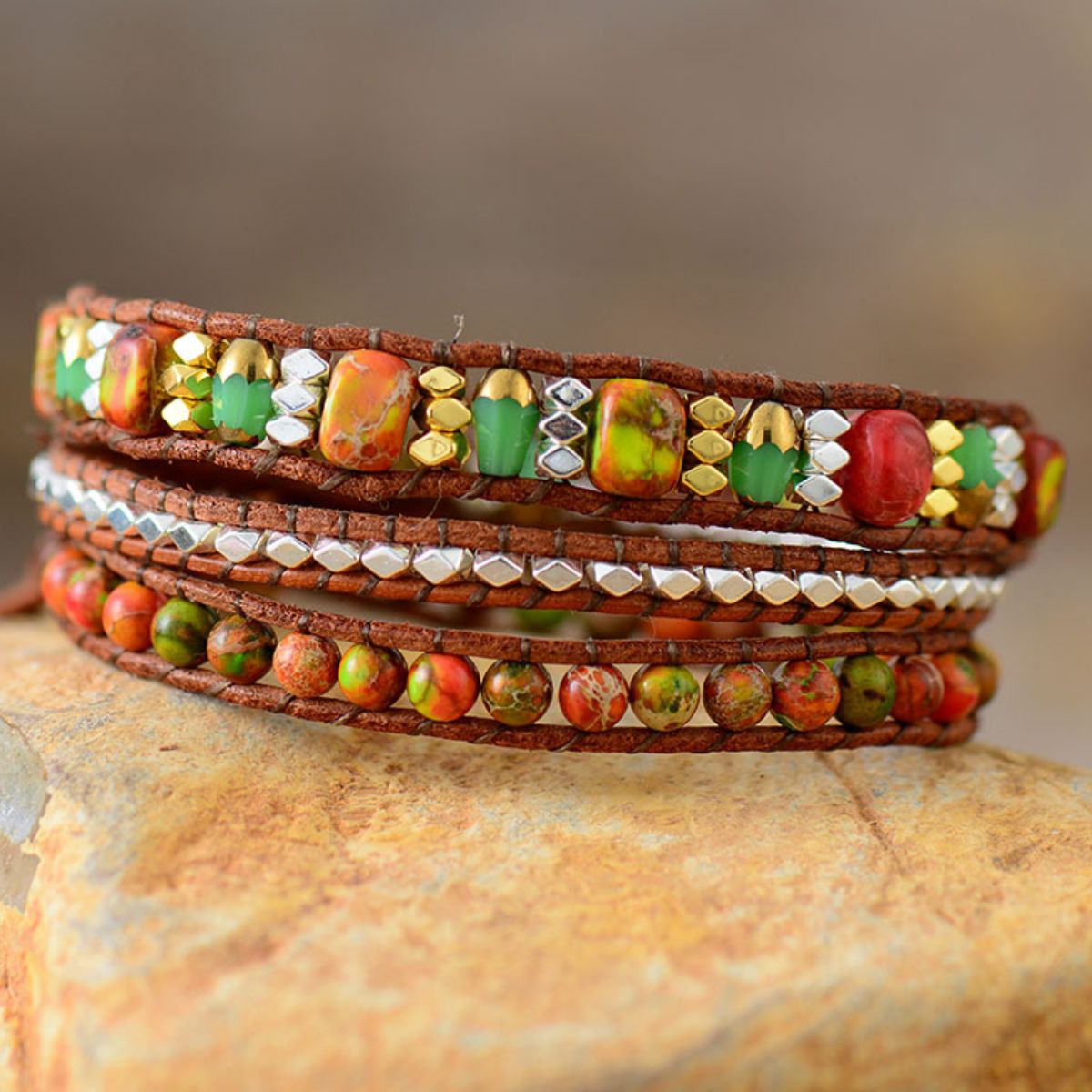 Natural Sunray Stone Woven Bracelet - KAM Family Botanics By Kesha