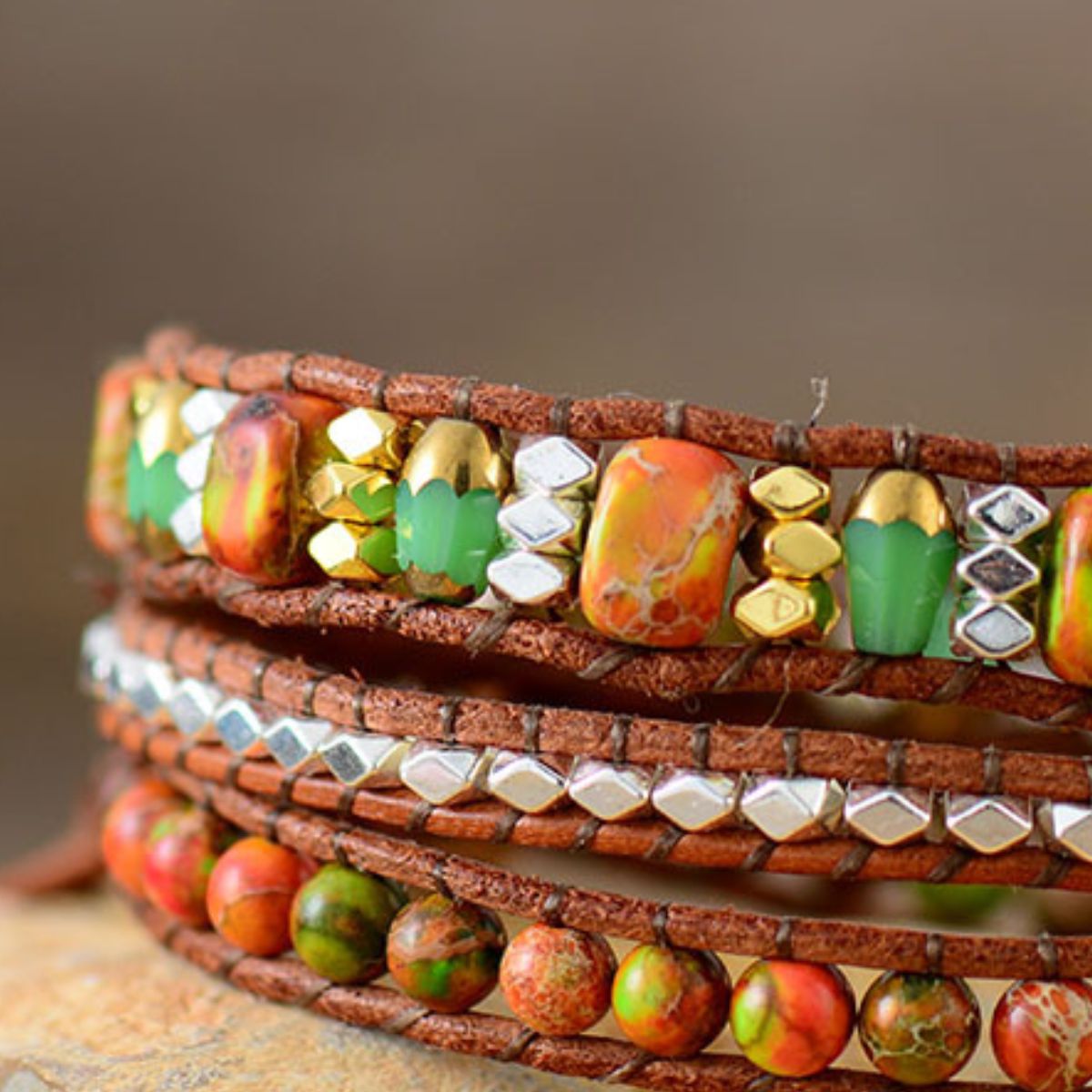 Natural Sunray Stone Woven Bracelet - KAM Family Botanics By Kesha