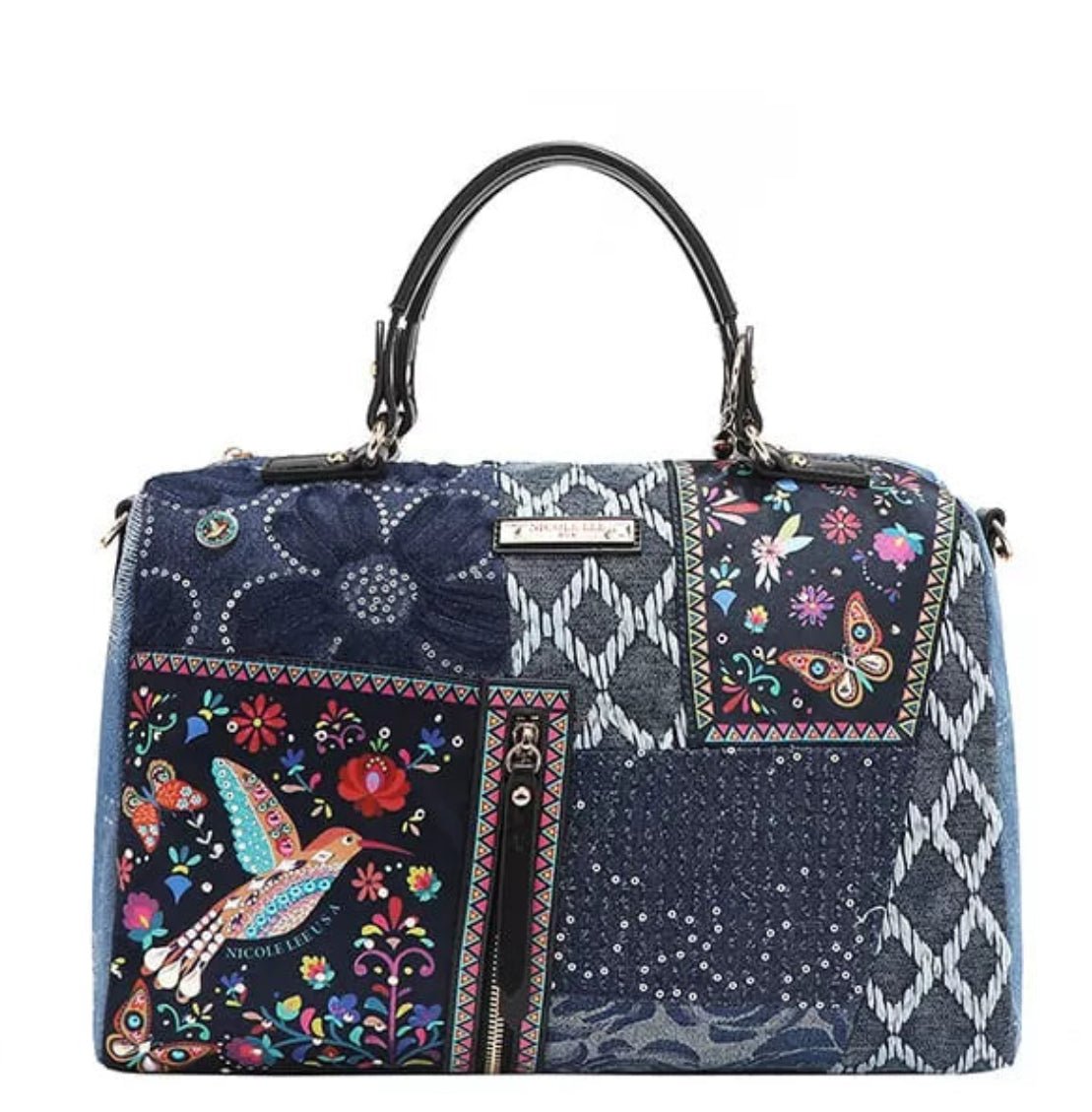 Nicole Lee USA Bosque De Amor Denim Boston Bag - KAM Family Botanics