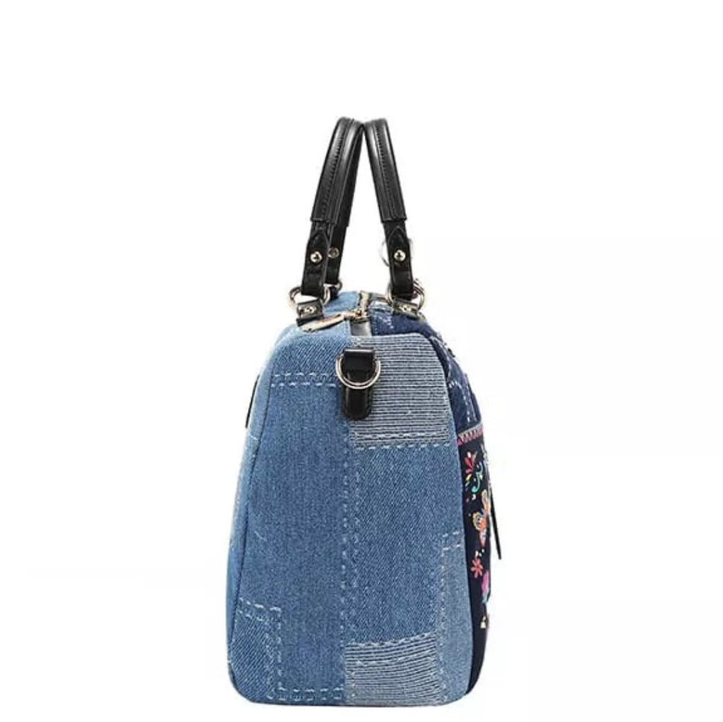 Nicole Lee USA Bosque De Amor Denim Boston Bag - KAM Family Botanics