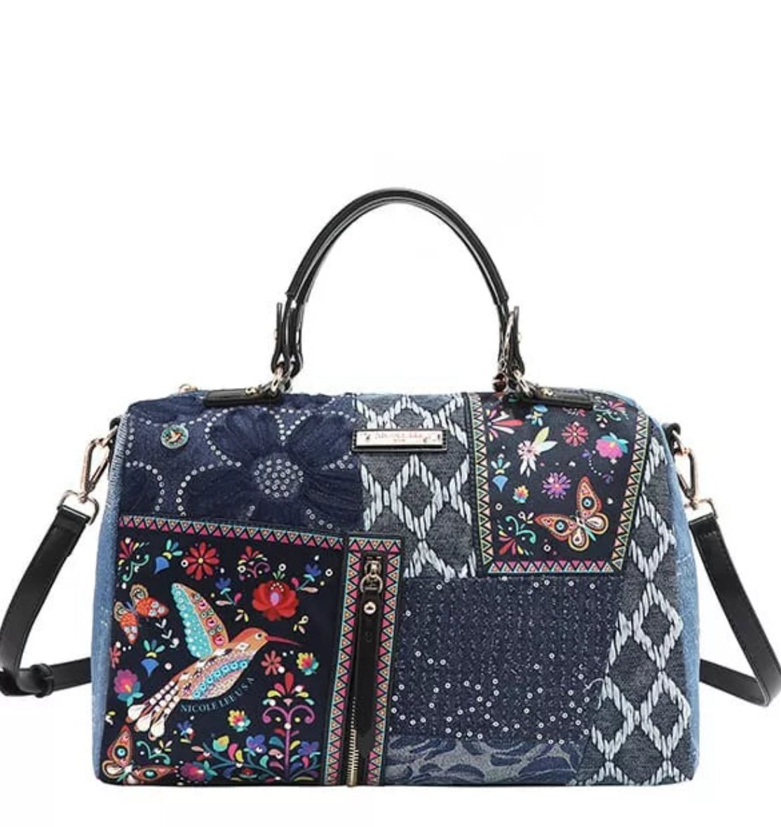 Nicole Lee USA Bosque De Amor Denim Boston Bag - KAM Family Botanics