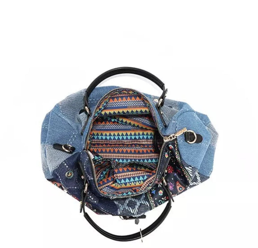 Nicole Lee USA Bosque De Amor Denim Boston Bag - KAM Family Botanics