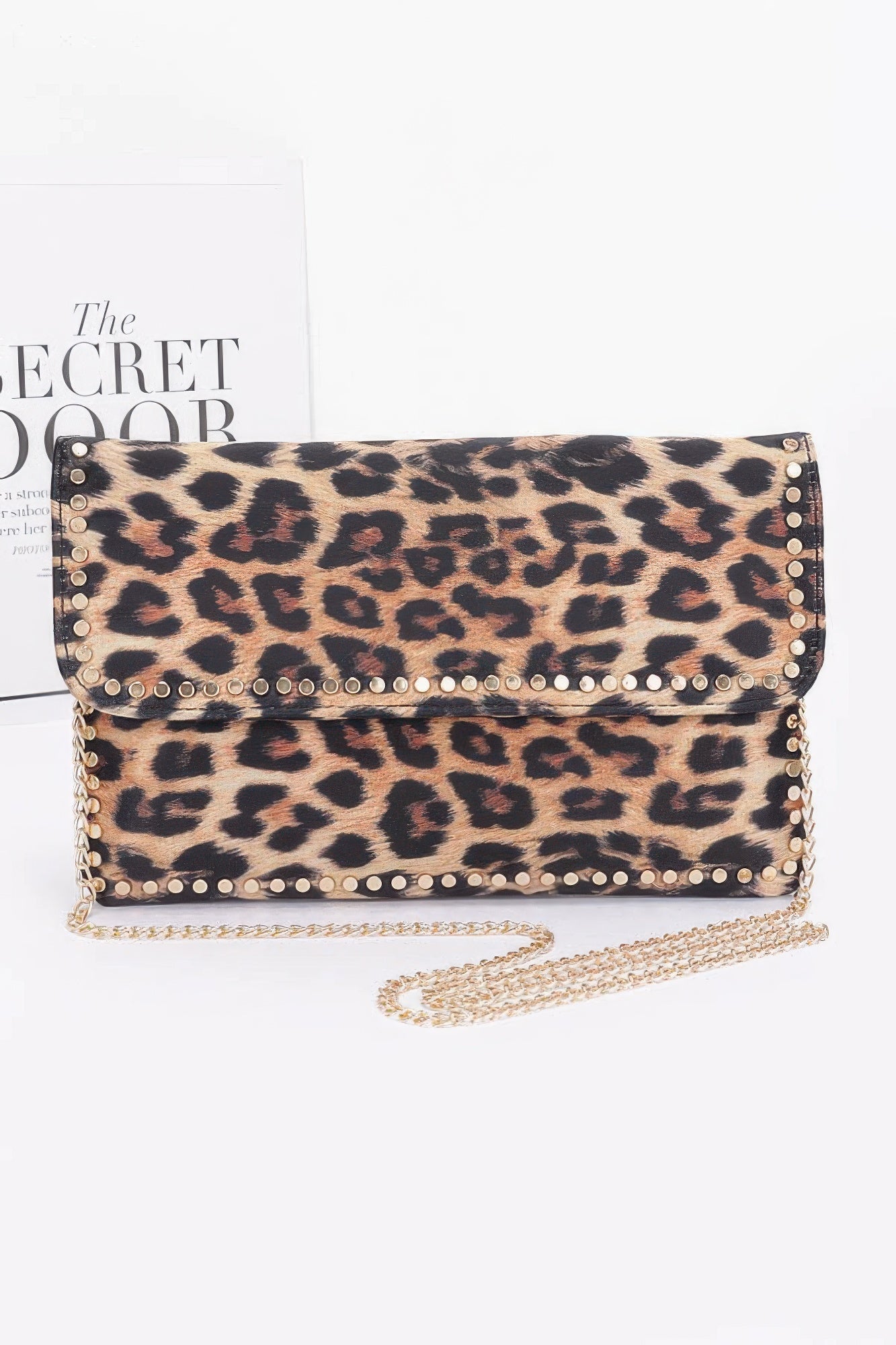 Nylon Leopard Metal Studded Clutch Bag - KAM Family Botanics