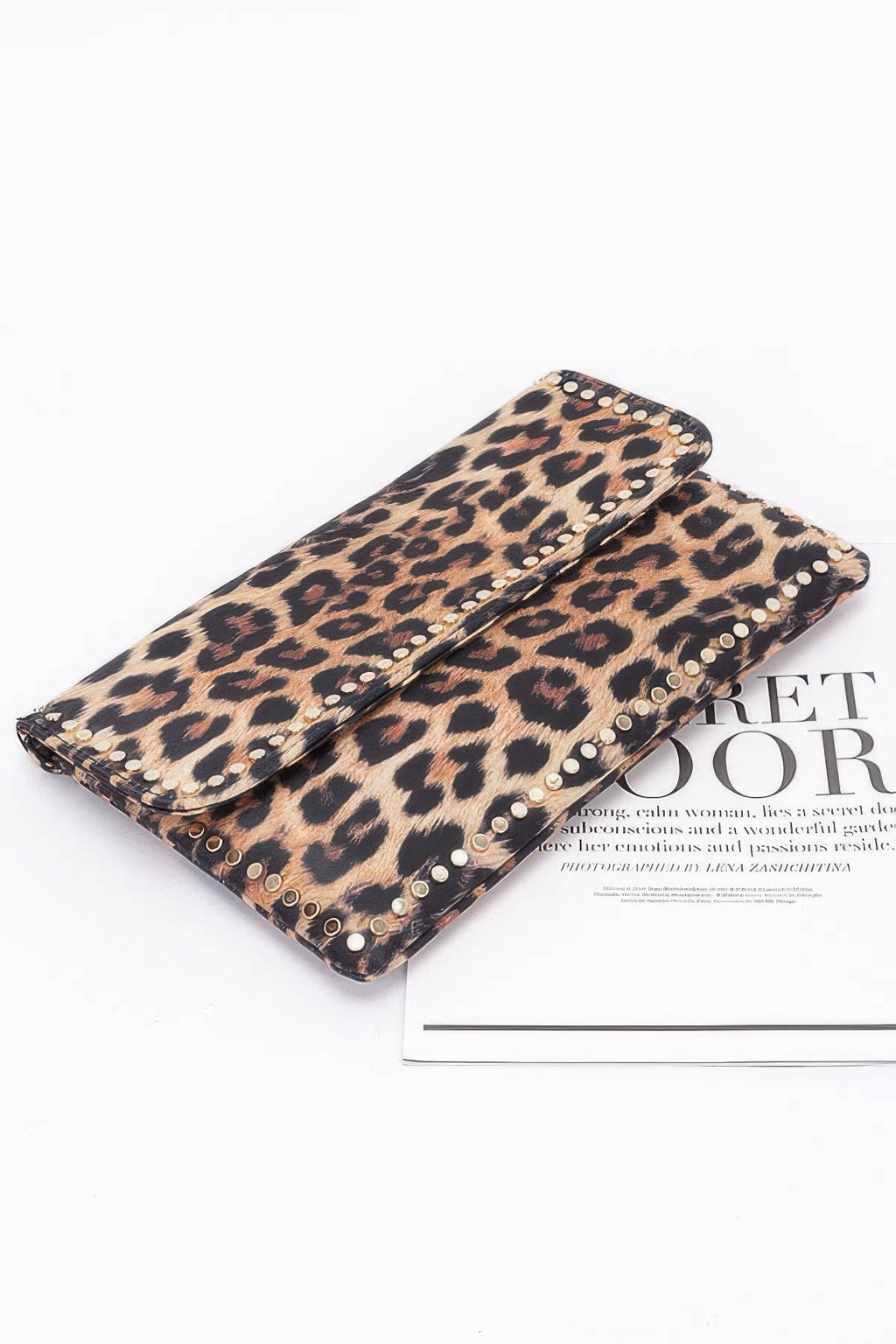 Nylon Leopard Metal Studded Clutch Bag - KAM Family Botanics