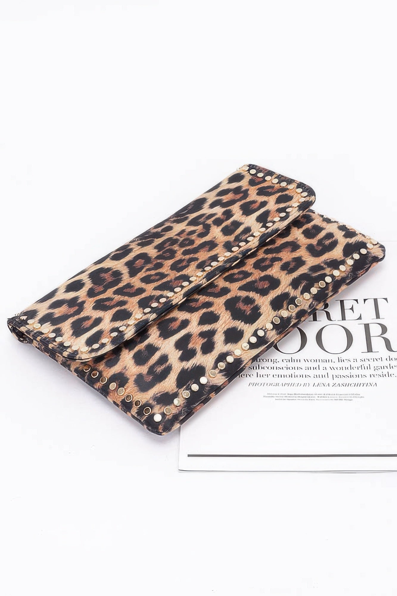 Nylon Leopard Metal Studded Clutch Bag - KAM Family Botanics