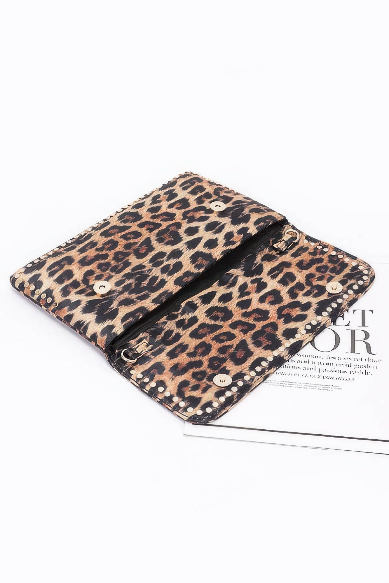 Nylon Leopard Metal Studded Clutch Bag - KAM Family Botanics