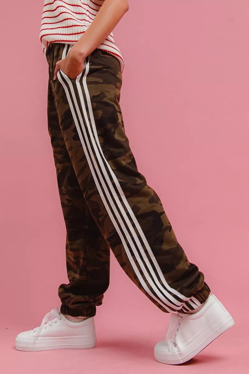 On The Side Lines Camouflage Track Pants - KAM Family Botanics
