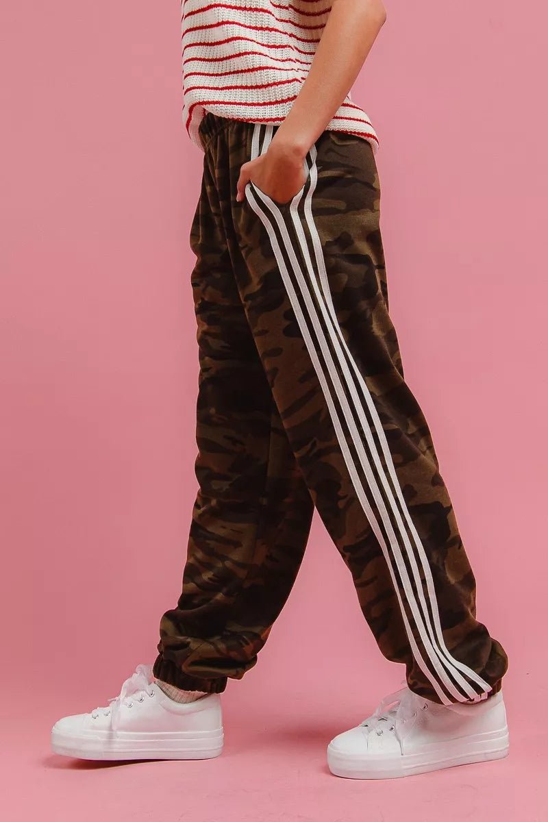 On The Side Lines Camouflage Track Pants - KAM Family Botanics