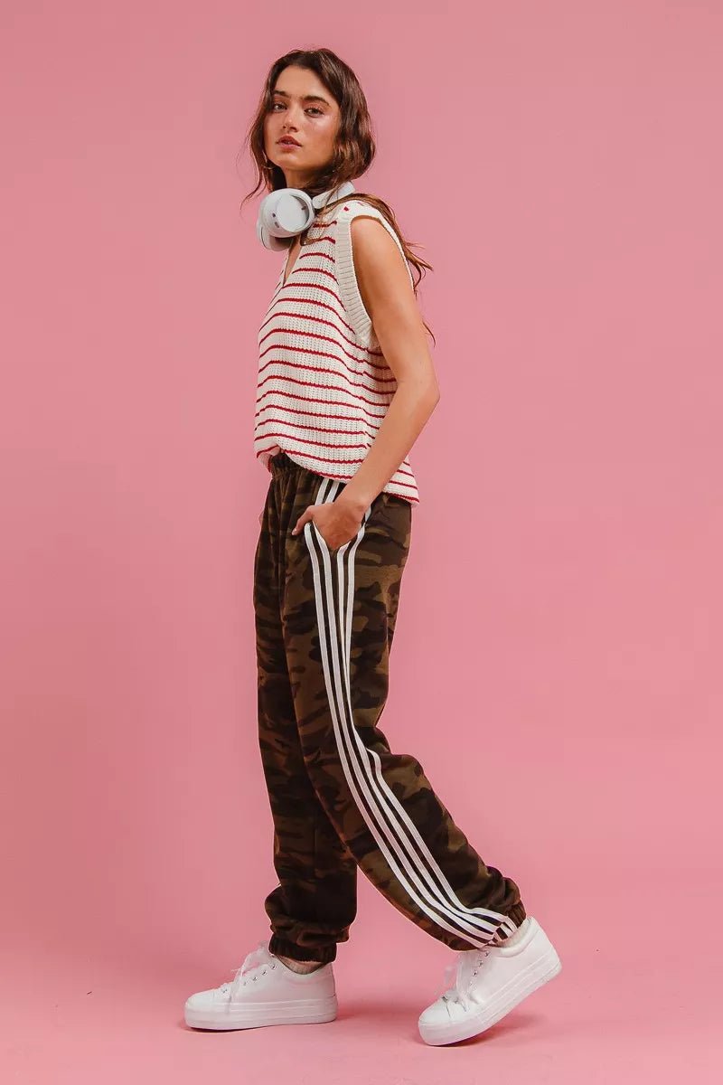 On The Side Lines Camouflage Track Pants - KAM Family Botanics