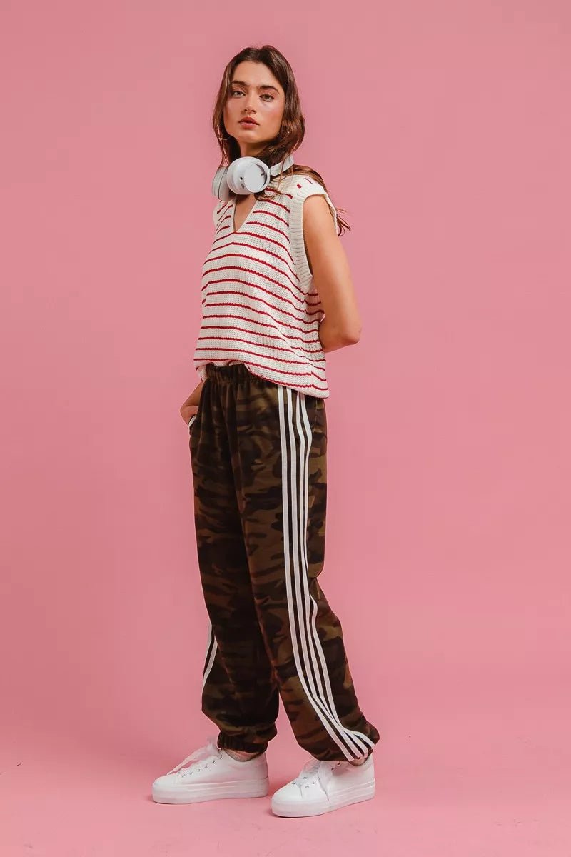 On The Side Lines Camouflage Track Pants - KAM Family Botanics
