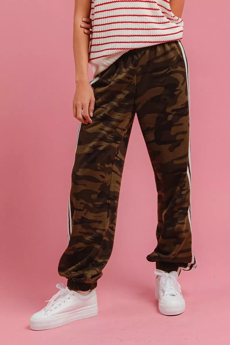 On The Side Lines Camouflage Track Pants - KAM Family Botanics