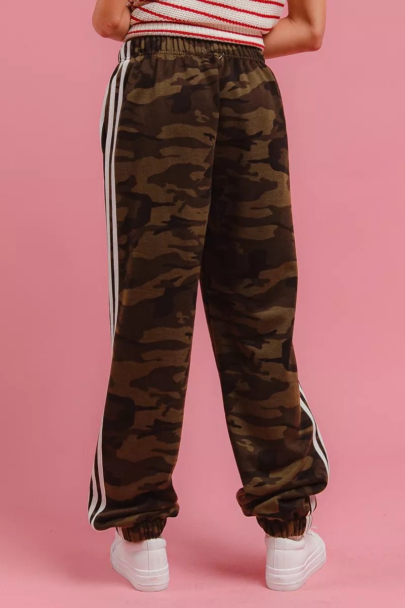 On The Side Lines Camouflage Track Pants - KAM Family Botanics