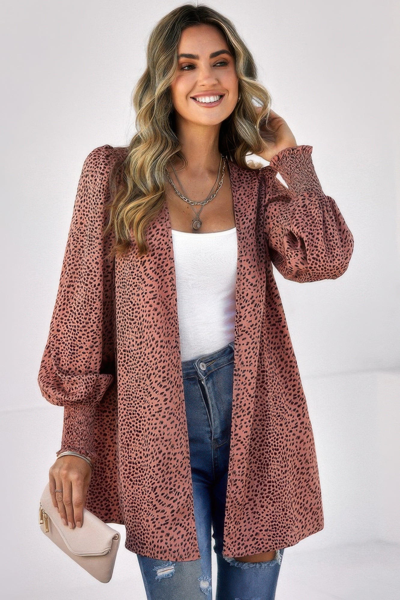 Open Front Loose Fit Leopard Top - KAM Family Botanics